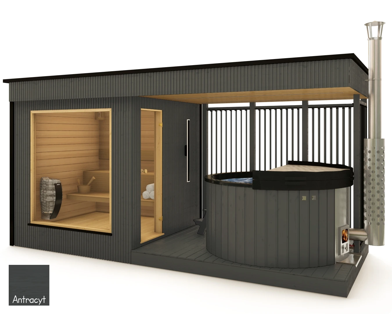 Sauna Banya – kolor elewacji Antracyt