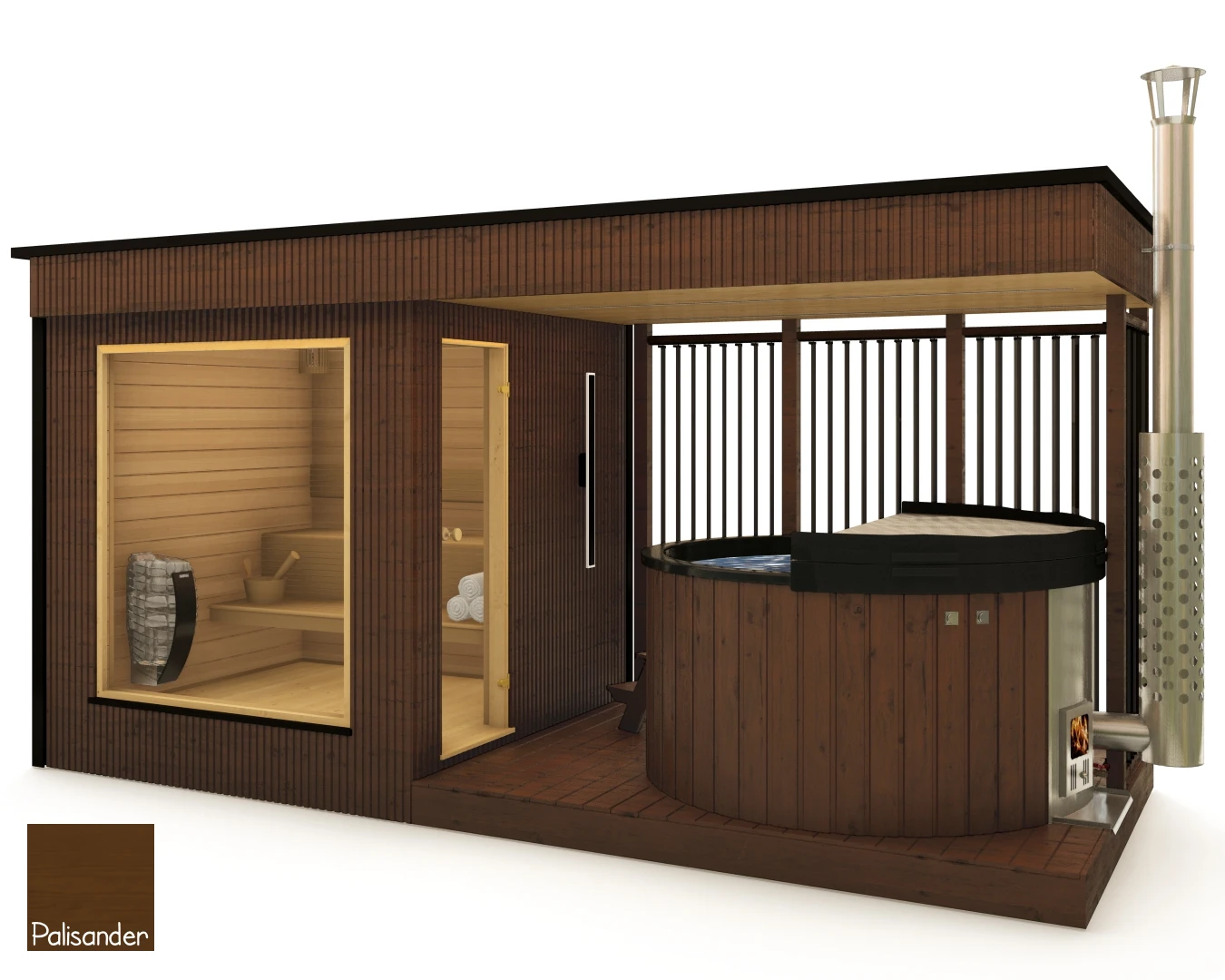 Sauna Banya – kolor elewacji Palisander