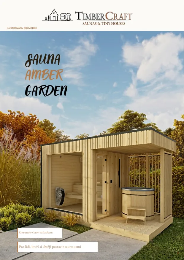 Obálka českého průvodce Sauna Amber Garden. Konstrukce krok za krokem